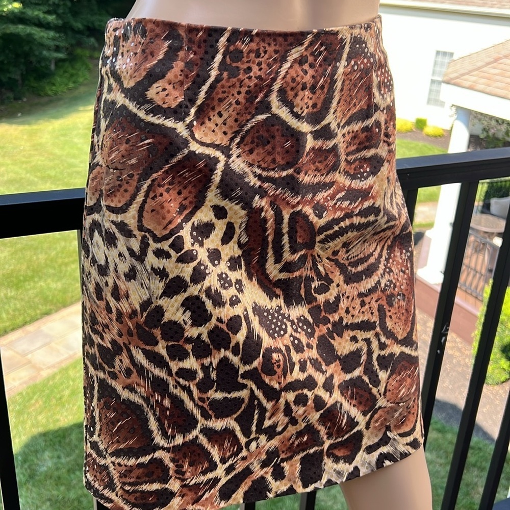 Cache Vintage Brown Leopard Print Sequin Mini Ski… - image 2
